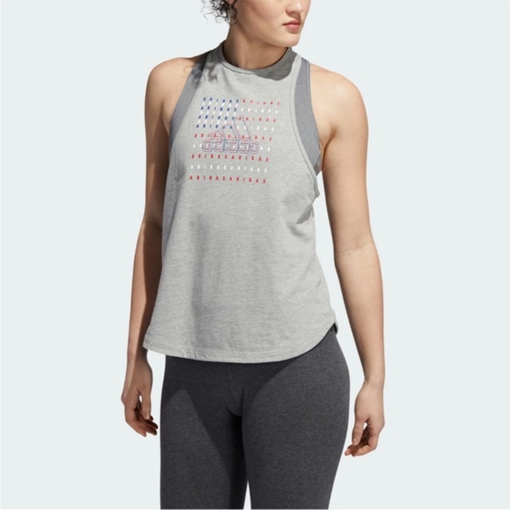 Adidas NWT Sz S Americana Women's Gray Graphic Athletic Tank Top
